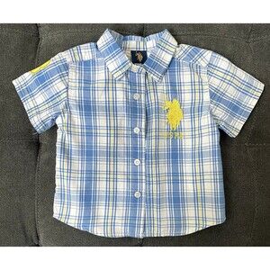 US Polo Assn 12M Baby Plaid Short Sleeve Button Down Shirt